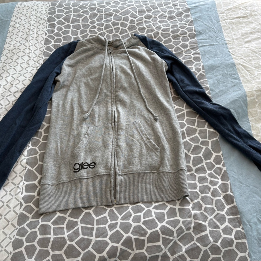 Gray and Navy Zip-Up Hoodie